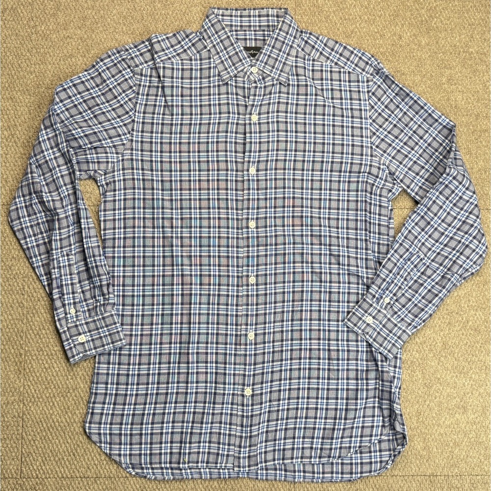 Ermenegildo Zegna Men's Plaid Long Sleeve Button Down Dress‎ Shirt Size Medium